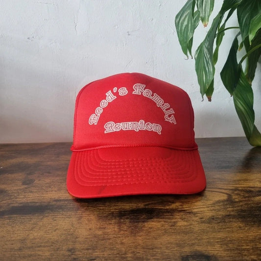 Vintage American Trucker Hat Snapback cap one size adjustable red reeds family reunion