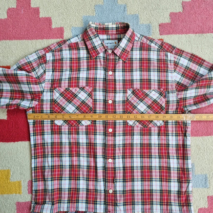 Vintage Carhartt Boxy Fit Cropped Shirt Short Sleeve Medium check red Button Up Skater Y2K Surf
