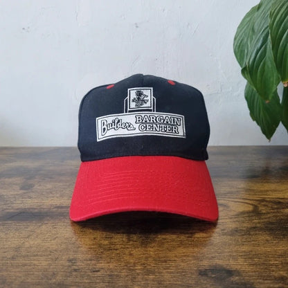 Vintage American Baseball Hat Snapback cap one size adjustable black red builders bargain centre