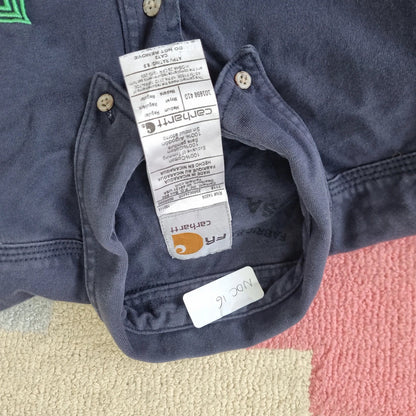 Carhartt FR Boxy Fit Cropped Shirt long Sleeve Medium plain Blue Button Up Skater Y2K Surf