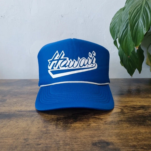 Vintage American Trucker Hat Snapback cap one size adjustable blue Hawaii