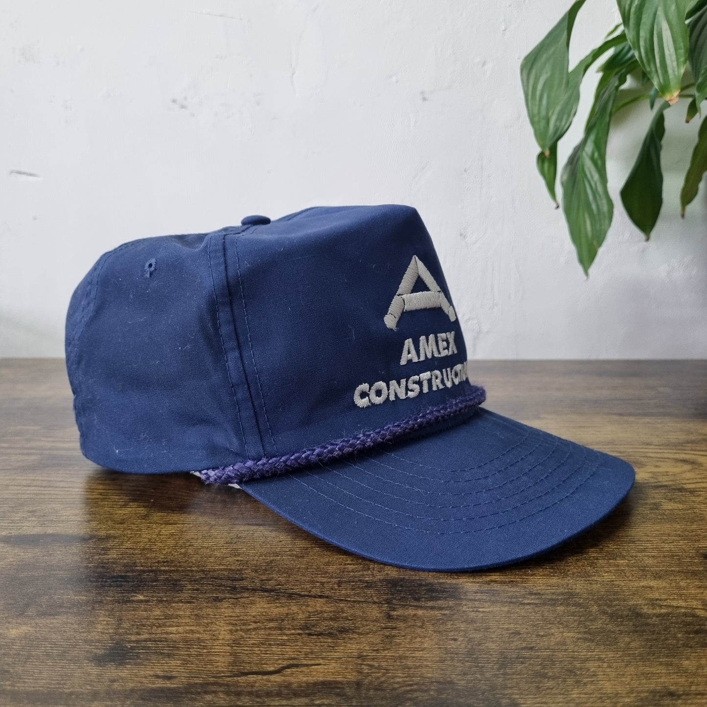 Vintage American Trucker Hat Snapback cap one size navy Amex Construction