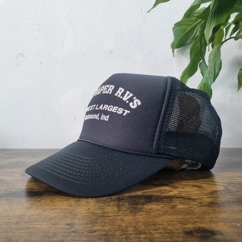 Vintage American Trucker Hat Snapback cap one size adjustable black