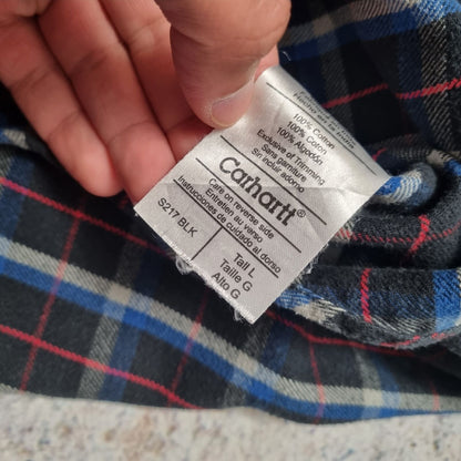 Carhartt FLANNEL SHIRT CHECK TALL FIT - Black - Size L