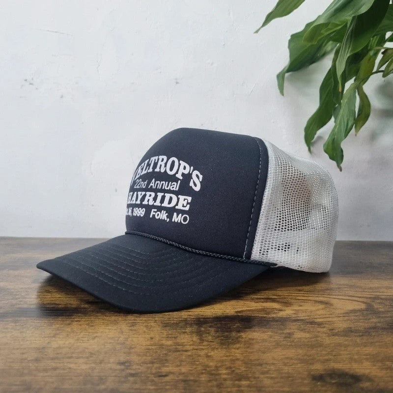 Vintage American Baseball Hat Snapback cap one size adjustable black white hayride