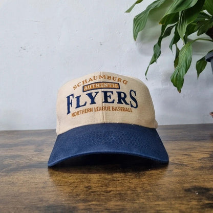 Vintage American Baseball Hat Snapback cap one size adjustable cream navy Flyers