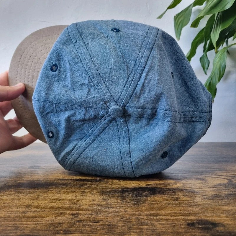 Vintage American Trucker Hat Snapback cap one size adjustable blue beige olomana