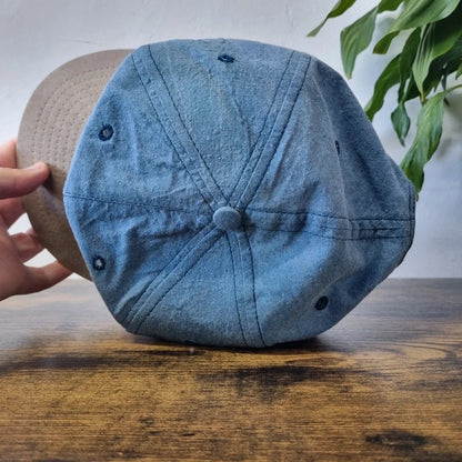 Vintage American Trucker Hat Snapback cap one size adjustable blue beige olomana