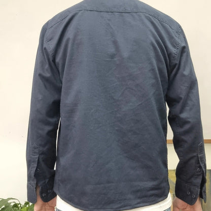 Vintage Dickies Boxy Fit Cropped Shirt long Sleeve Medium plain Blue Button Up Skater Y2K Surf