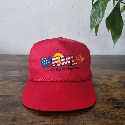 Vintage American Trucker Hat Snapback cap one size adjustable red WKML radio 95.7 FM