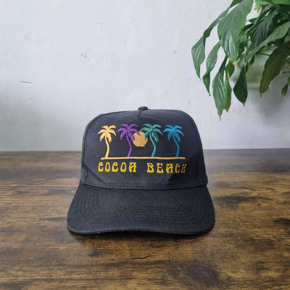 Vintage American Trucker Hat Snapback cap one size adjustable Black Cocoa Beach