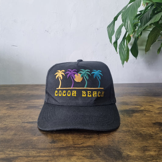 Vintage American Trucker Hat Snapback cap one size adjustable Black Cocoa Beach