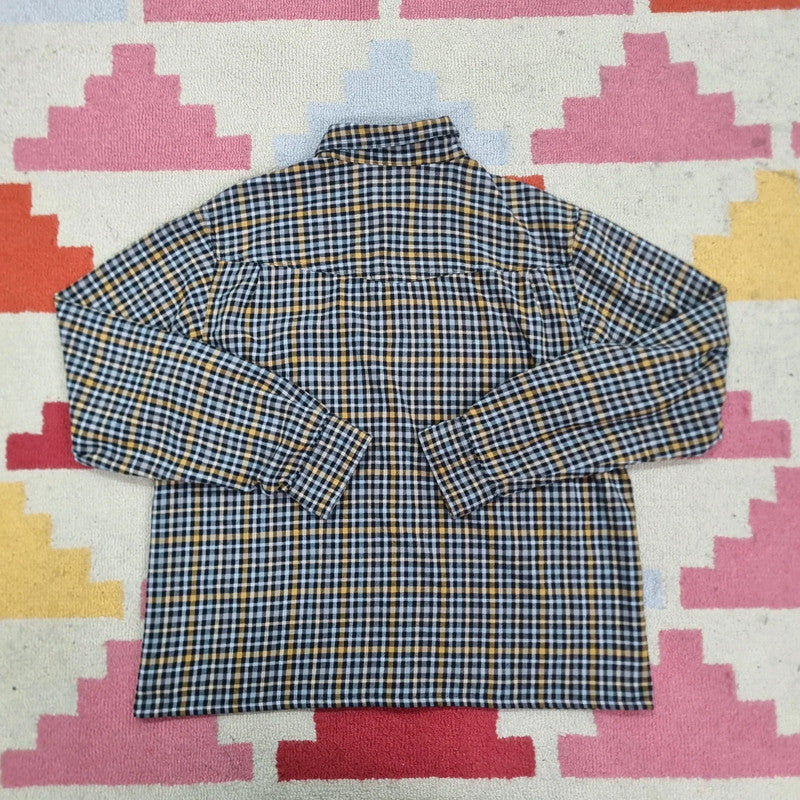 Vintage Columbia Boxy Fit Cropped Shirt Long Sleeve XL Check Black Button Up Skater Y2K Surf