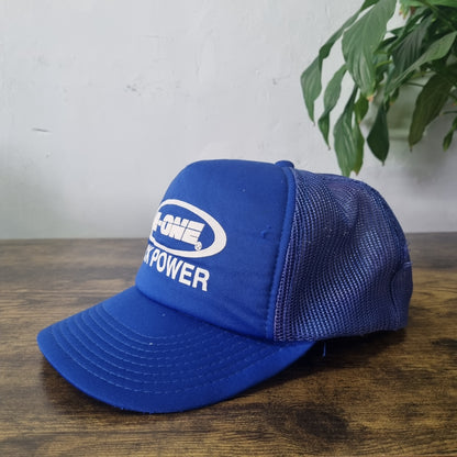Vintage American Trucker Hat Snapback cap one size adjustable blue E-One CK powe