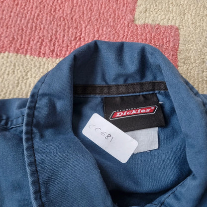 Vintage Dickies Boxy Fit Cropped shirt long Sleeve Medium plain Blue button Up Skater Y2K Surf