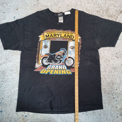 Harley Davidson Biker T-Shirt Short Sleeve Maryland 2004 - Black - Size XL