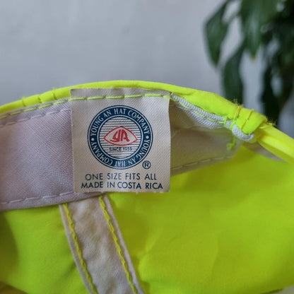 Vintage American Trucker Hat Snapback cap one size adjustable neon yellow Tom's dive centre