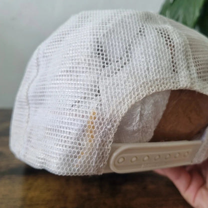 Vintage American Trucker Hat Snapback cap one size adjustable white winroc construction
