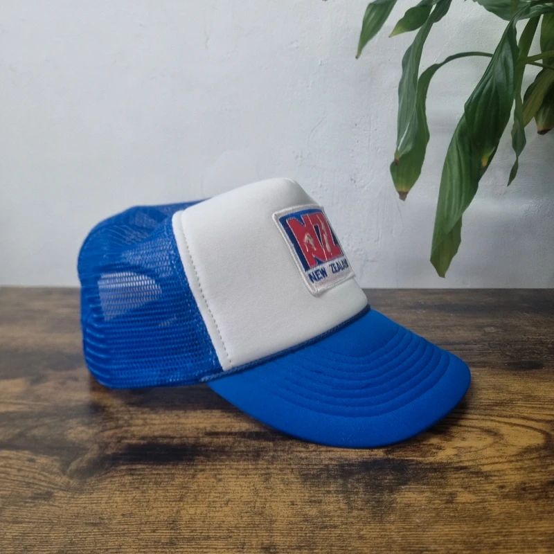 Vintage American Trucker Hat Snapback cap one size adjustable blue white New Zealand