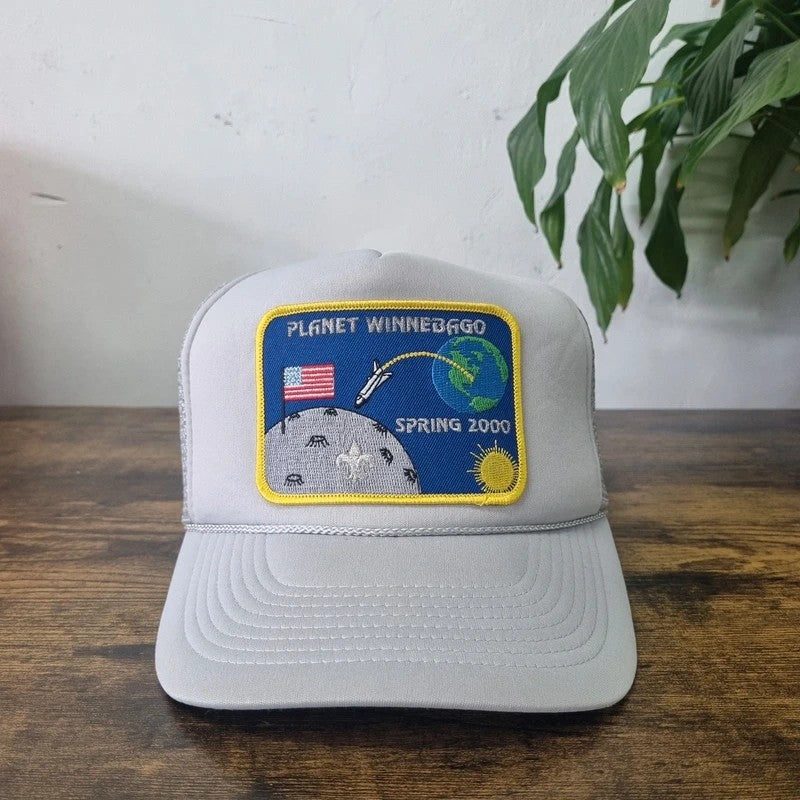 Vintage American Trucker Hat Snapback cap one size adjustable grey planet winnebago