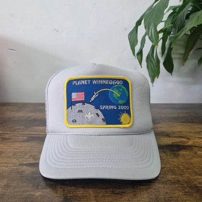 Vintage American Trucker Hat Snapback cap one size adjustable grey planet winnebago