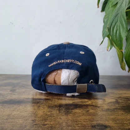 Vintage American Baseball Hat Snapback cap one size adjustable navy beige Chevrolet