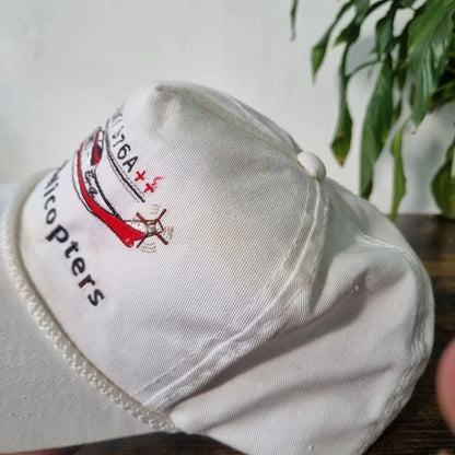Vintage American Trucker Hat Snapback cap one size adjustable white Helicopter
