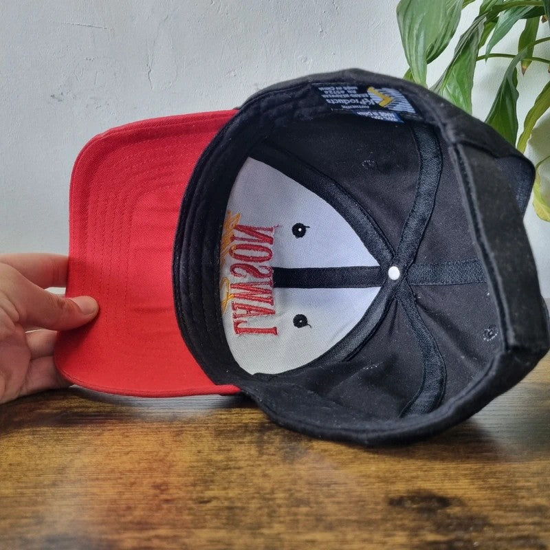 Vintage American Baseball Hat Snapback cap one size adjustable black red lawson racing