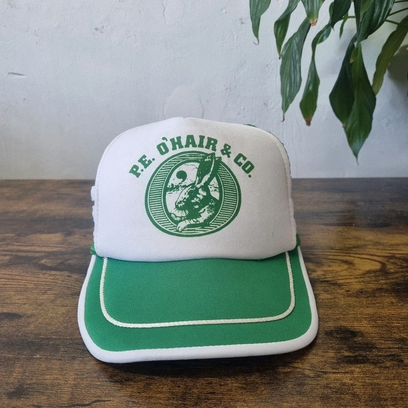 Vintage American Trucker Hat Snapback cap one size adjustable green white P.E. O'Hair & Co