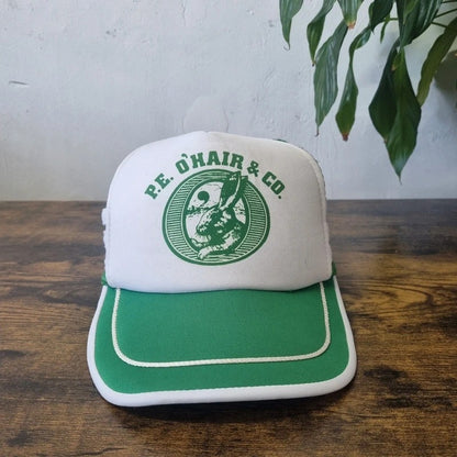 Vintage American Trucker Hat Snapback cap one size adjustable green white P.E. O'Hair & Co