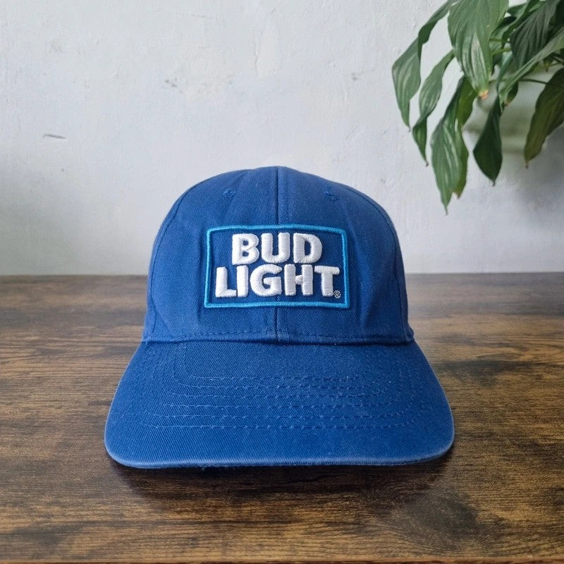 Vintage American Baseball Hat Snapback cap one size adjustable Bud Light blue