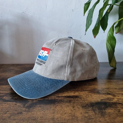 Vintage American Baseball Hat Snapback cap one size adjustable grey blue asa automotive