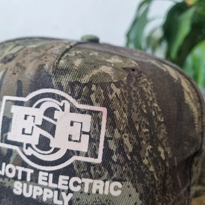 Vintage American Baseball Hat Snapback cap one size khaki green real tree camo elliot electric