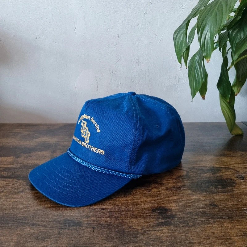 Vintage American Trucker Hat Snapback cap one size adjustable blue tension brothers