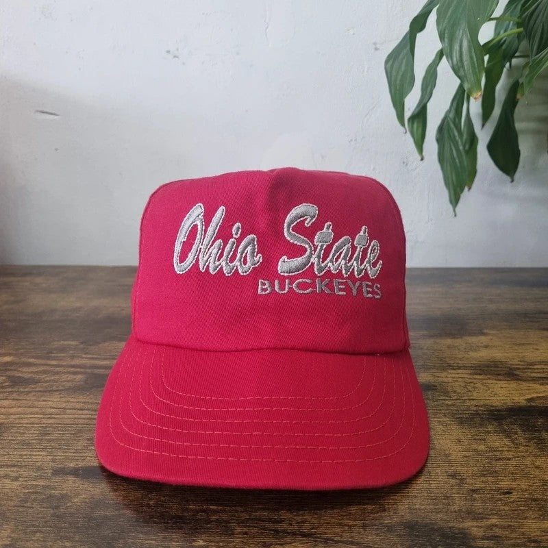 Vintage American Trucker Hat Snapback cap one size red ohio state buckeyes