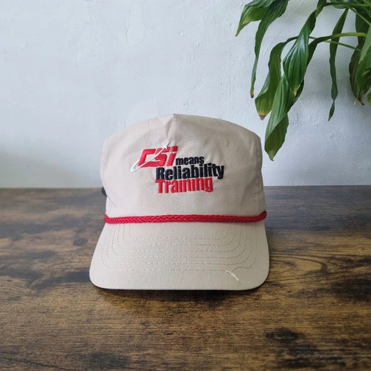 Vintage American Trucker Hat Snapback cap one size adjustable beige CSI