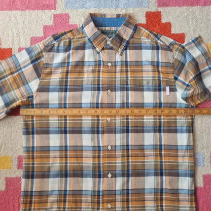Vintage Woolrich Boxy Fit Cropped Shirt Short Sleeve Medium brown Button Up Skater Y2K Surf