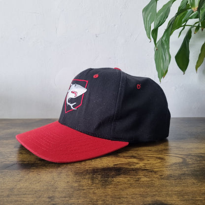Vintage American Trucker Hat Snapback cap one size adjustable black red  Shark