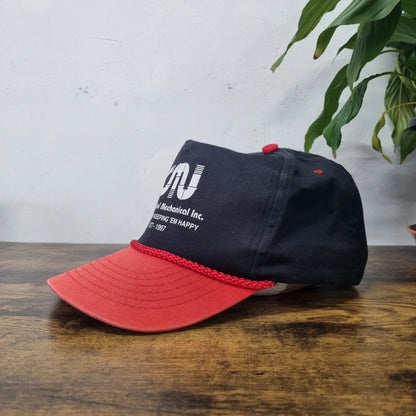 Vintage American Trucker Hat Snapback cap one size adjustable black red commercial mechanical