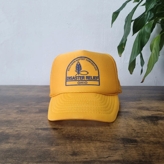 Vintage American Trucker Hat Snapback cap one size adjustable yellow ohio