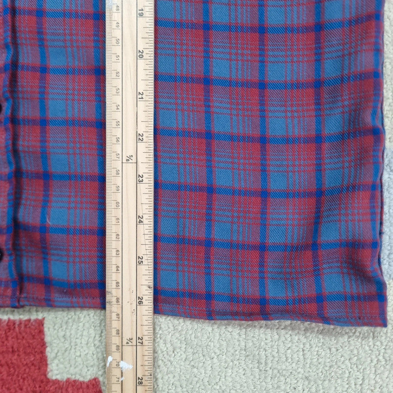Vintage Columbia Boxy Fit Cropped Shirt Long Sleeve Small Check burgundy blue Button Up Skater