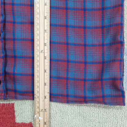 Vintage Columbia Boxy Fit Cropped Shirt Long Sleeve Small Check burgundy blue Button Up Skater