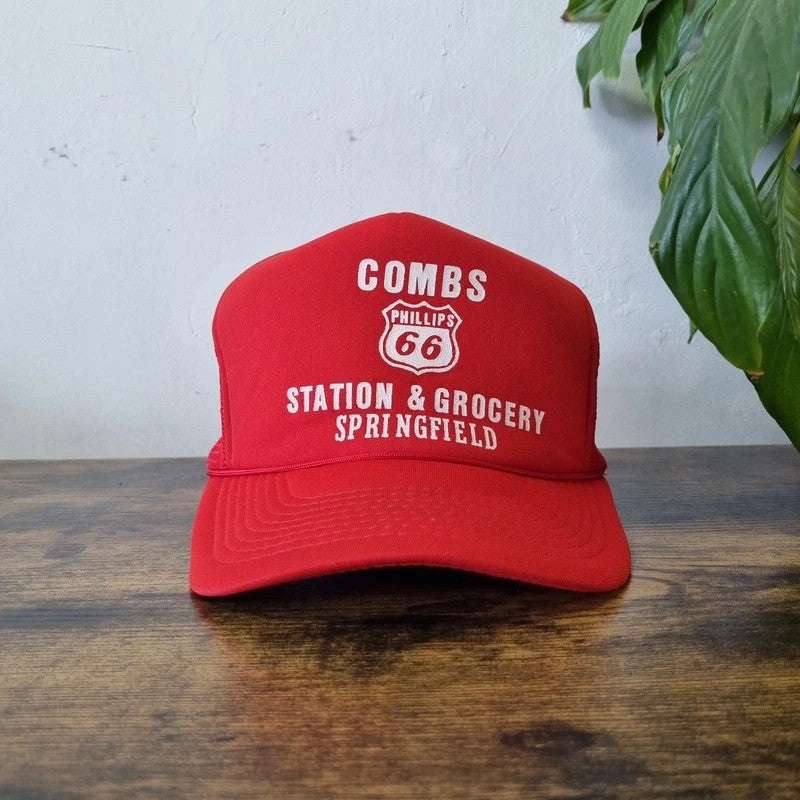 Vintage American Trucker Hat Snapback cap one size adjustable red combs springfield