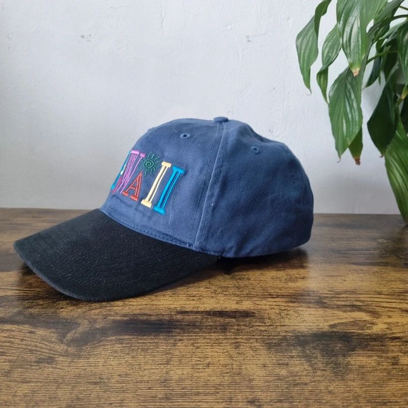 Vintage American Baseball Hat Snapback cap one size adjustable blue black Hawaii fish