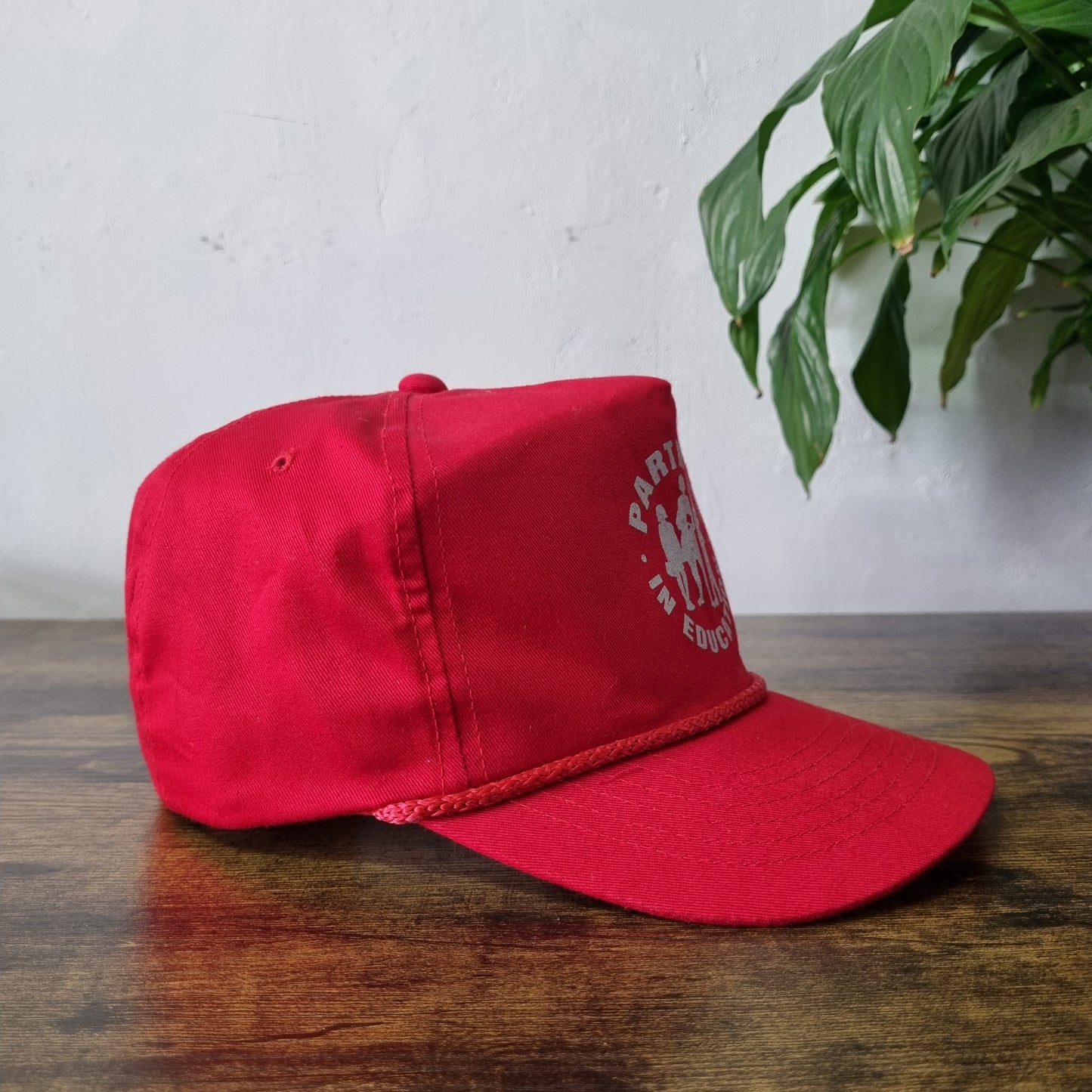 Vintage American Trucker Hat Snapback cap one size red partners in education