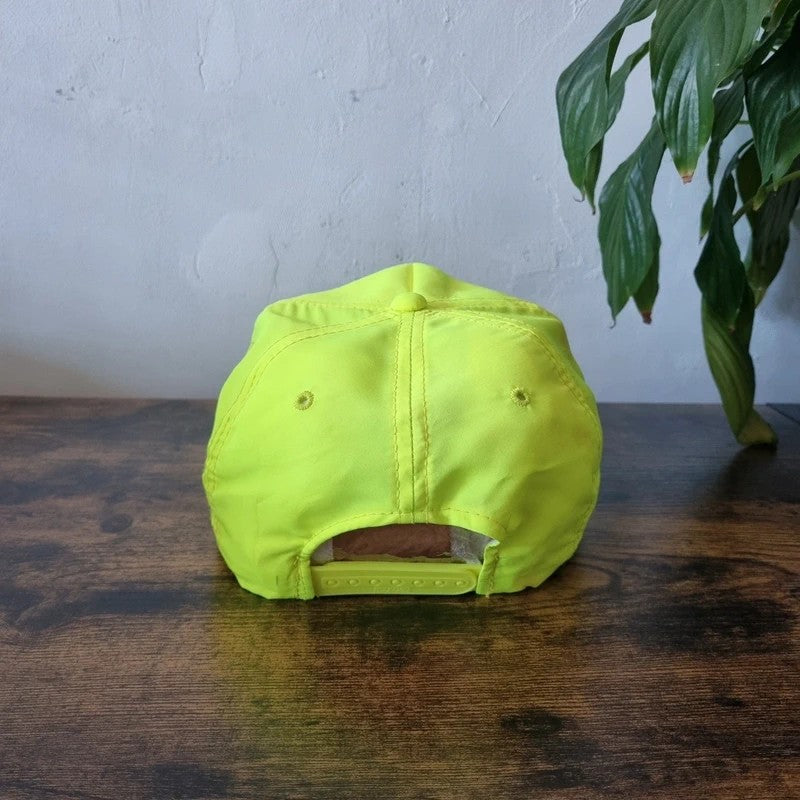 Vintage American Trucker Hat Snapback cap one size adjustable neon yellow Tom's dive centre