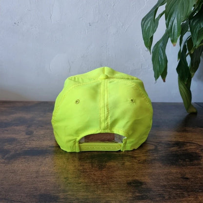 Vintage American Trucker Hat Snapback cap one size adjustable neon yellow Tom's dive centre
