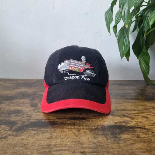 Vintage American Baseball Hat Snapback cap one size adjustable black red dragon fire racing