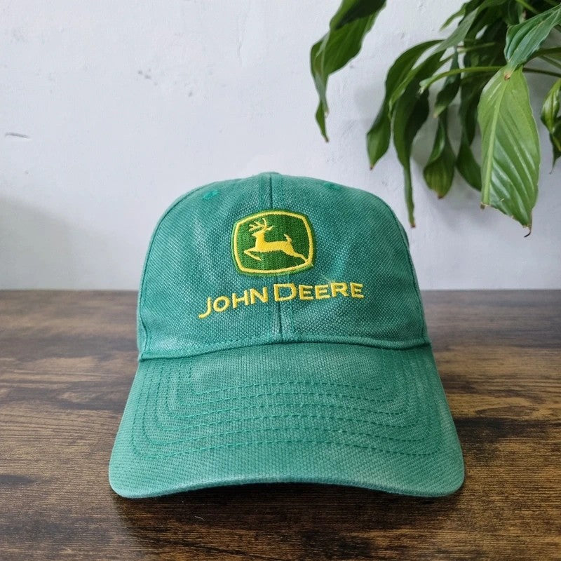 Vintage John Deere Baseball Hat Strapback cap one size adjustable green