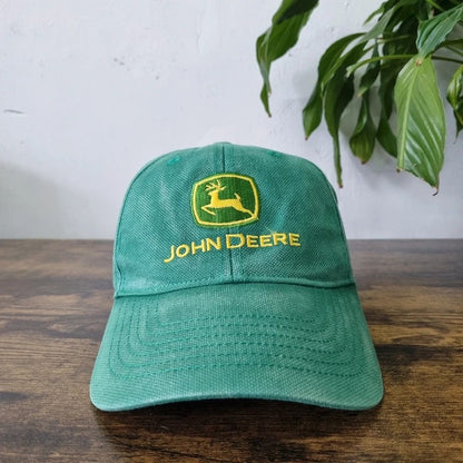 Vintage John Deere Baseball Hat Strapback cap one size adjustable green